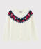 Katoenen, wollen cardigan meisjes kinderen wit MARSHMALLOW/wit MULTICO