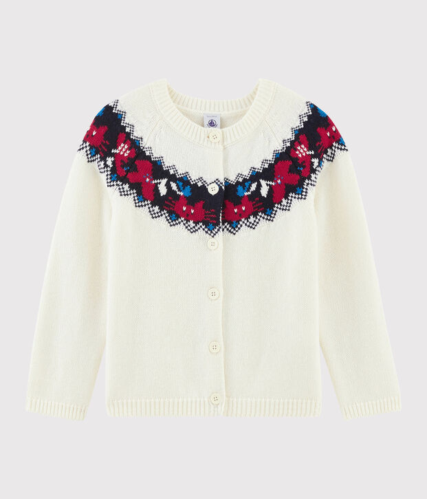 Katoenen, wollen cardigan meisjes kinderen wit/multicouleur