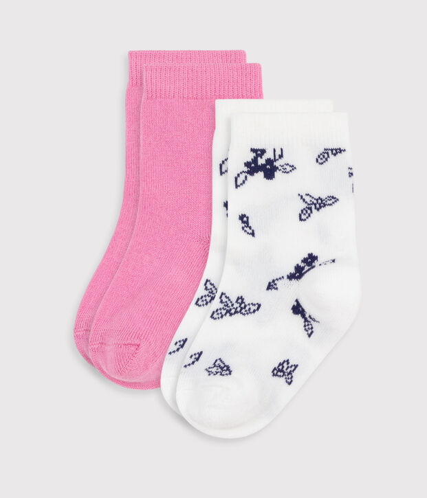 2 paires de chaussettes b&eacute;b&eacute; en coton imprim&eacute; fleurs multicouleur