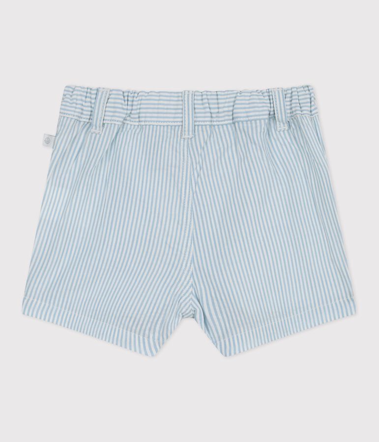 Gestreepte katoenen short voor baby's wit/blauw