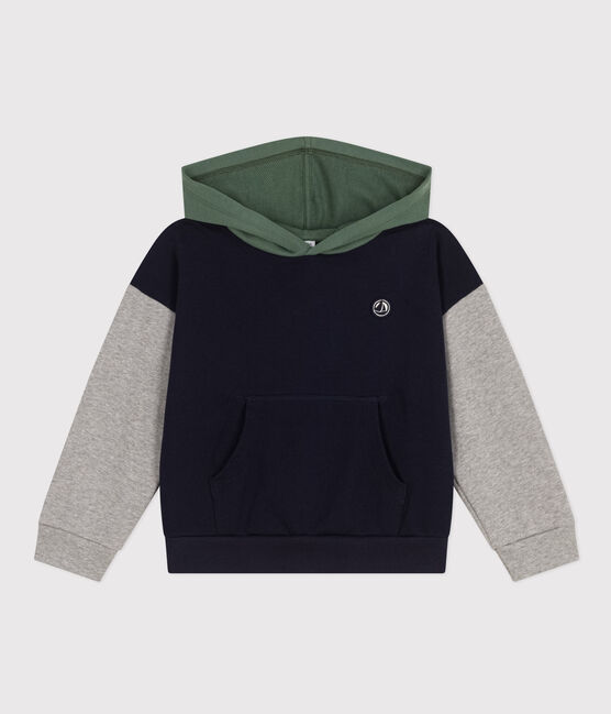 Sweatshirt à capuche en molleton enfant garçon bleu SMOKING/blanc MULTICO