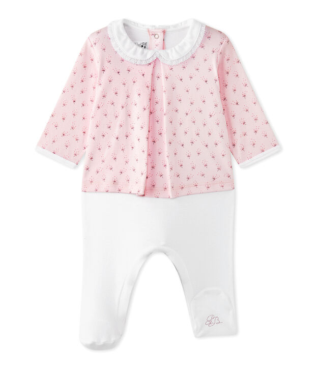 Hemdoverall uit twee stoffen voor babymeisjes roze/multicouleur
