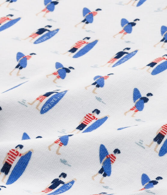 T-shirt garçon imprimé blanc ECUME/bleu SOURCE