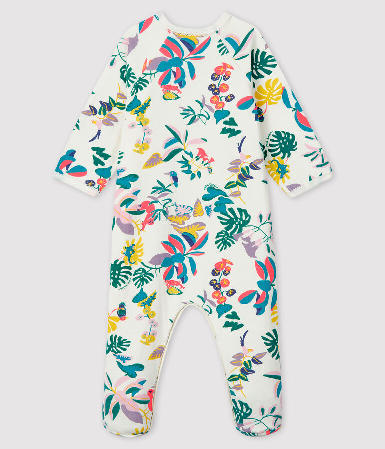 Dors-bien zipp&eacute; b&eacute;b&eacute; fille en tubique blanc MARSHMALLOW/blanc MULTICO