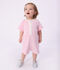 Combinaison courte b&eacute;b&eacute; en coton unie rose clair