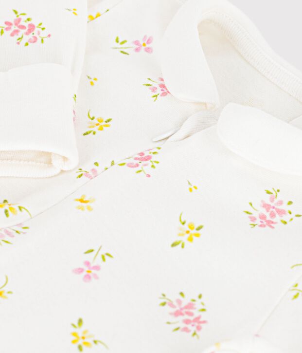 Katoenen babypyjama met bloemenprint wit/multicouleur
