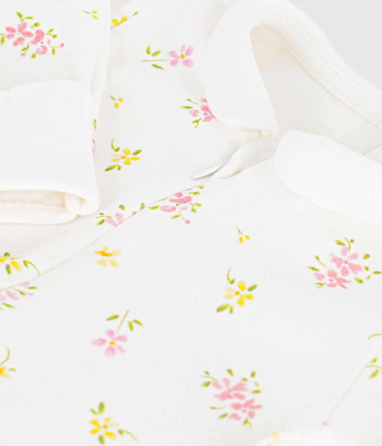 Katoenen babypyjama met bloemenprint wit/multicouleur