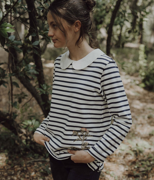 Marini&egrave;re Femme Petit Bateau x Deyrolle blanc/bleu