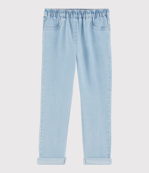 Pantalon slim en molleton denim enfant fille bleu