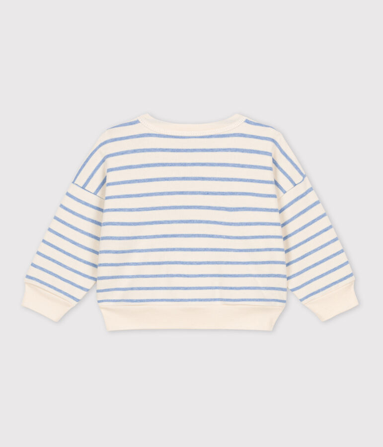 Marinegestreepte hoodie uit katoen voor baby's ecru/blauw