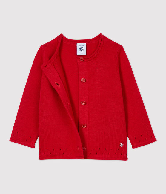 Cardigan van tricot baby. rood TERKUIT
