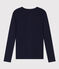 L'Iconique, T-shirt met lange mouw van effen ribstof voor dames blauw SMOKING