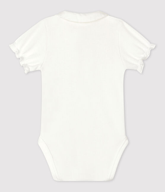 Body van biokatoen met kraagje en korte mouwen voor baby's wit MARSHMALLOW