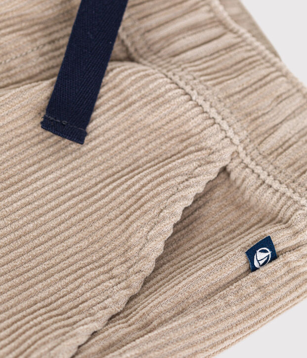 Fluwelen rechte broek voor jongens beige