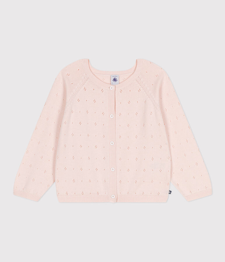 Cardigan enfant coton point fantaisie rose