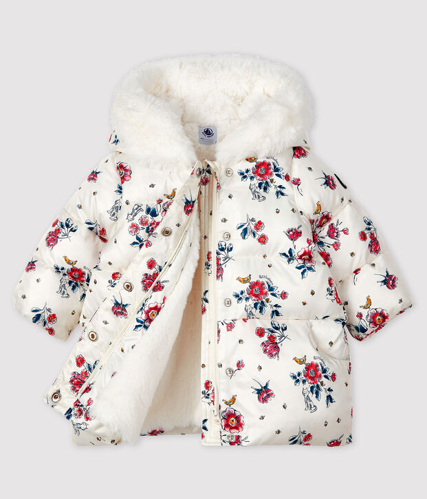 Doudoune b&eacute;b&eacute; fille blanc/multicouleur
