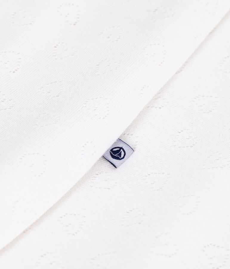 Babytrappelzak van ajourkatoen met hartjesprint TOG 0,5 wit