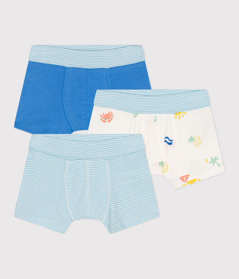 Setje met 3 katoenen boxershorts met omhulde tailleband met prints multicouleur