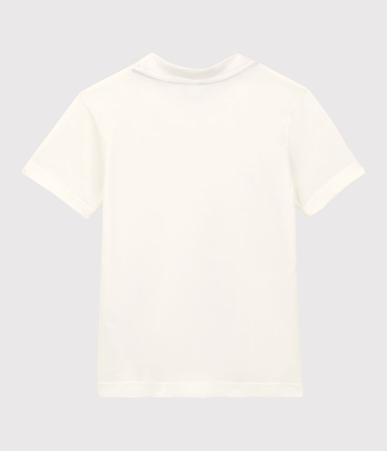 Tee-shirt manches courtes en jersey enfant gar&ccedil;on blanc MARSHMALLOW 1