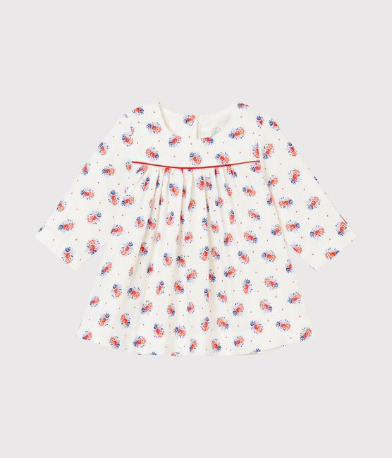 Robe bébé fille en tubique imprimé blanc LAIT/blanc MULTICO