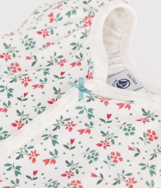 Kort babypakje van katoen met met bloemenprint wit MARSHMALLOW/wit MULTICO