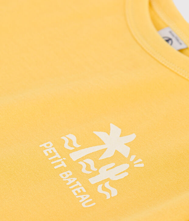 Tee-shirt enfant en coton manches courtes imprim&eacute; jaune