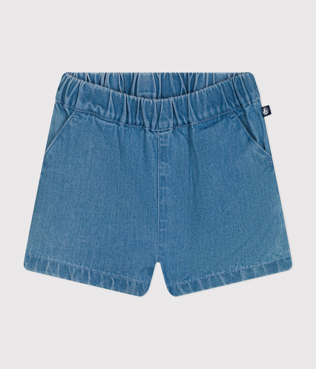 Short van lichte denim voor baby's blauw