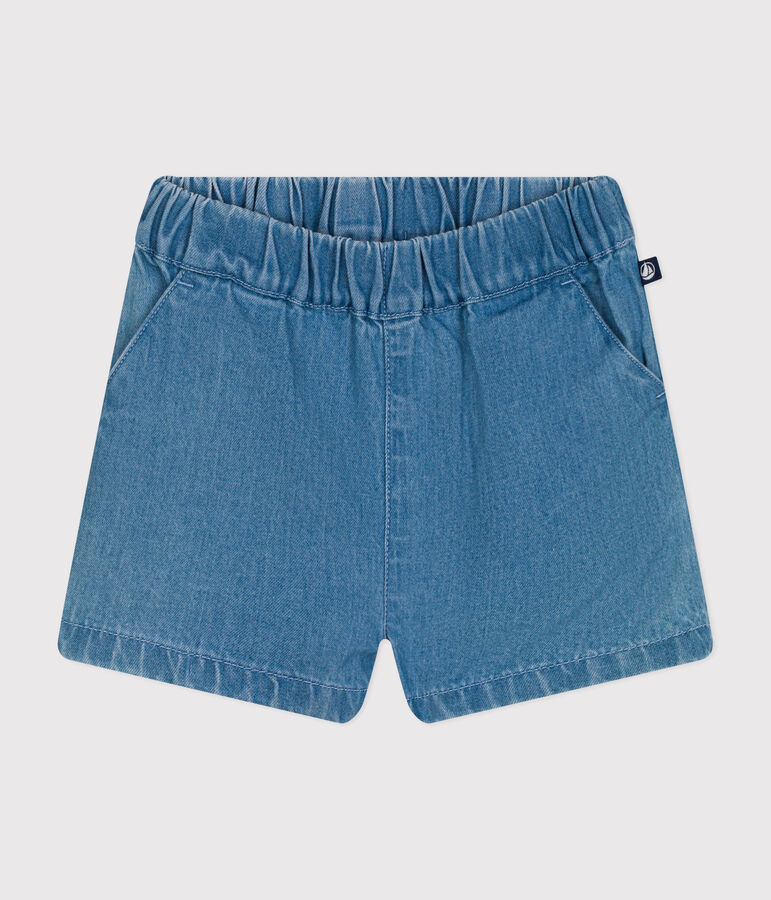 Short van lichte denim voor baby's blauw