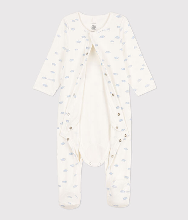 Bodyjama met wolken in tubic wit/multicouleur