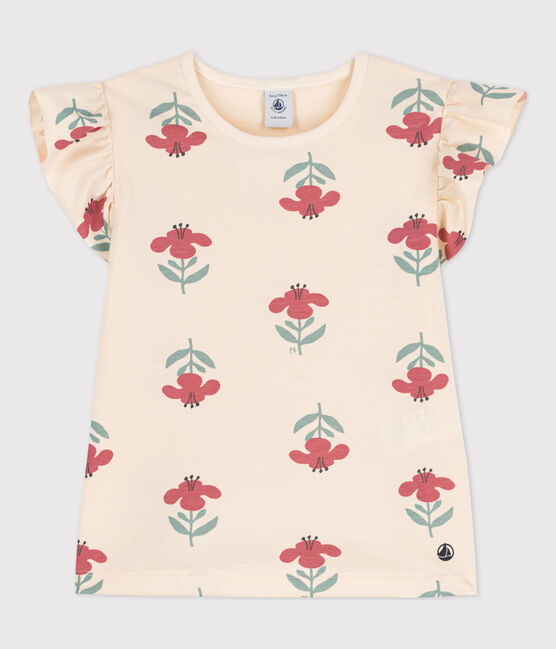 Katoenen T-shirt met print voor meisjes wit AVALANCHE+ENNEIGE/ MULTICO