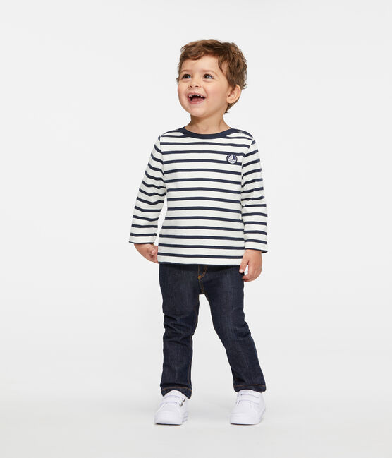 Marinière iconique bébé mixte beige COQUILLE/bleu SMOKING