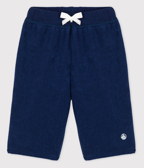Bermuda van bouclébadstof voor jongens blauw MEDIEVAL