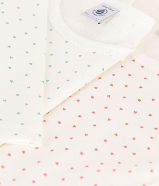 Set van 2 T-shirts met lange mouwen met hart voor meisjes in katoen variante 1