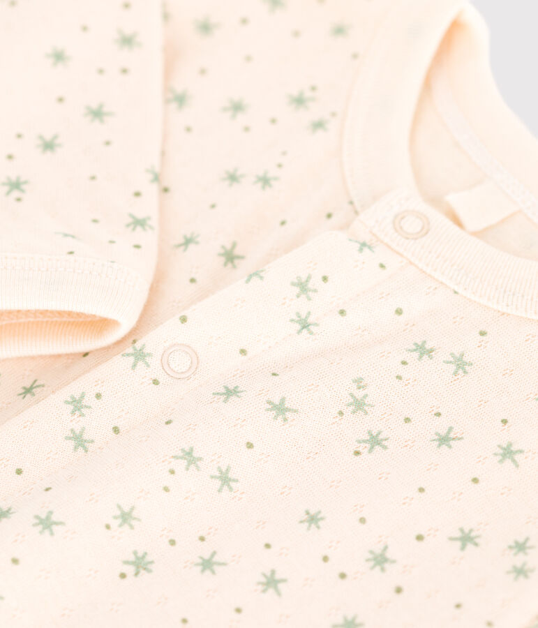 Combinaison b&eacute;b&eacute; en coton, imprim&eacute; petites &eacute;toiles &eacute;cru/multicouleur