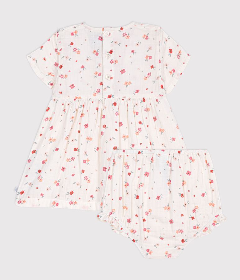 Mouwloos babyjurkje van bedrukt katoen wit/multicouleur