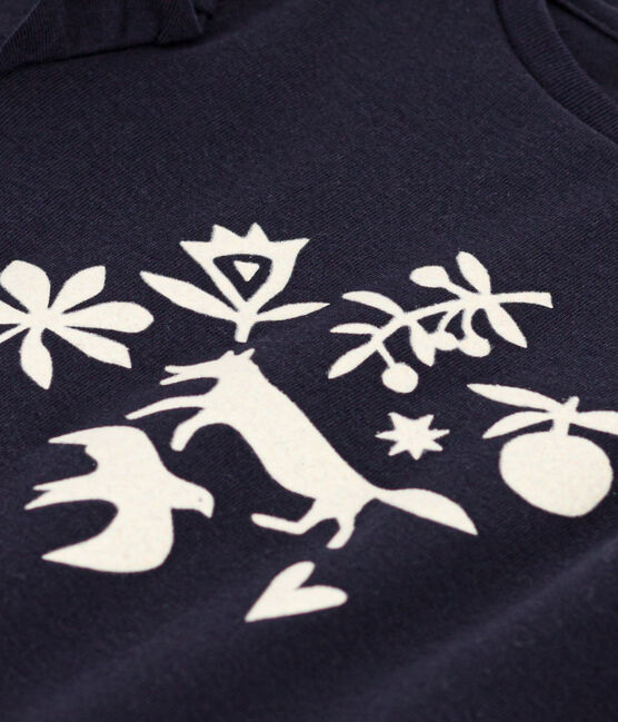 T-shirt met lange mouwen uit katoen voor meisjes blauw SMOKING