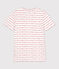 L'ICONIQUE, dames-T-shirt met ronde hals in biokatoen wit MARSHMALLOW/rood TERKUIT