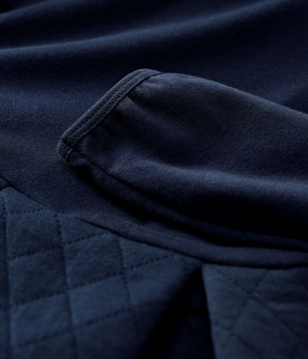 Robe manches longues coton et tubique enfant fille bleu marine