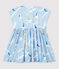 Jurk van popeline met korte mouwen voor babymeisjes blauw JASMIN/wit MULTICO
