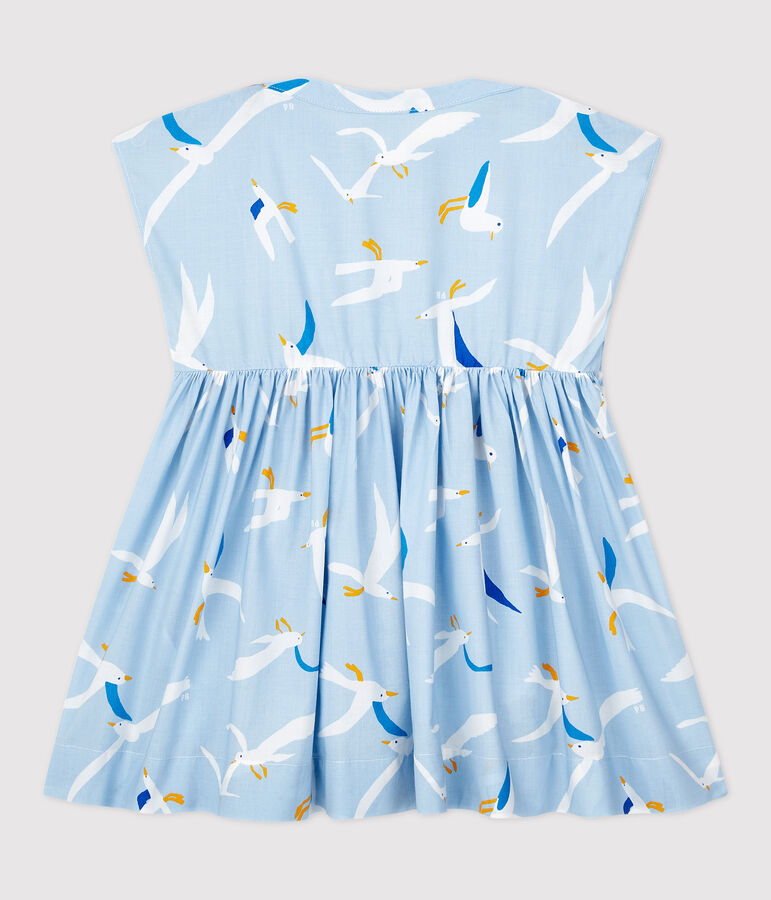 Jurk van popeline met korte mouwen voor babymeisjes blauw JASMIN/wit MULTICO