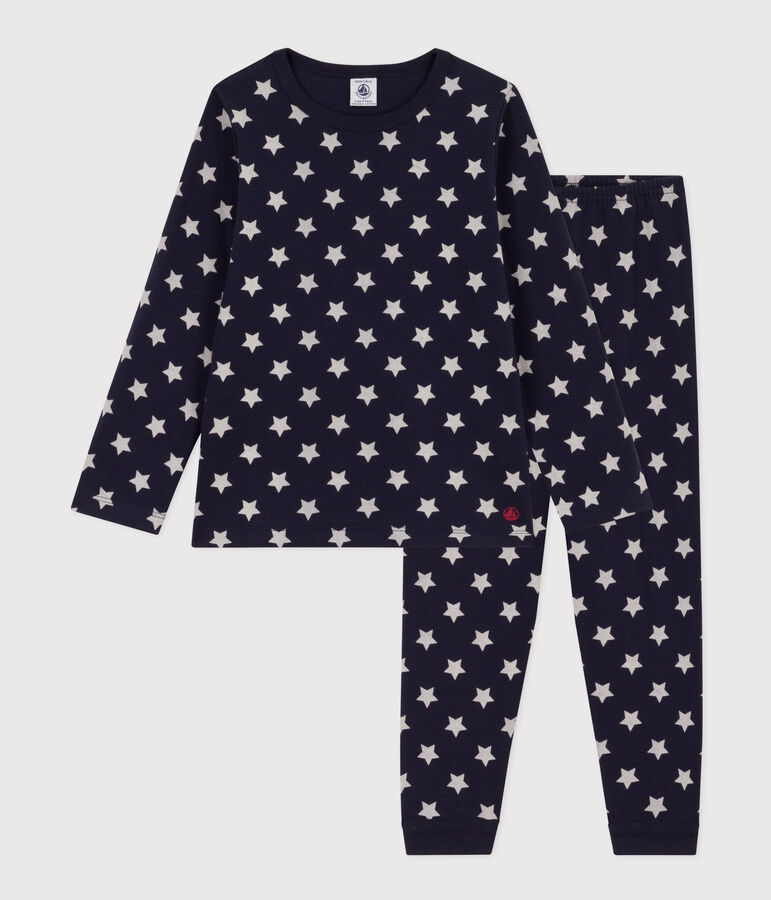 Pyjama &eacute;toiles en tubique enfant bleu/blanc