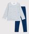 Pyjama  en velours wit/blauw/multicouleur