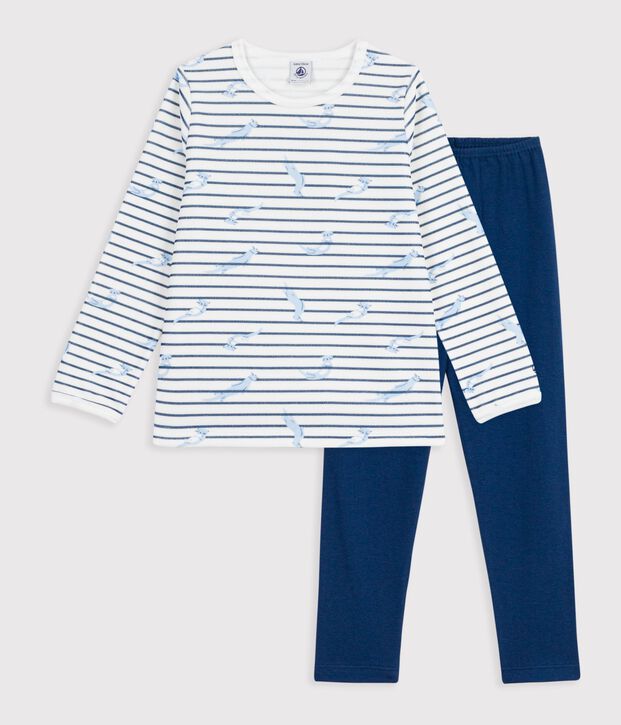 Pyjama  en velours wit/blauw/multicouleur