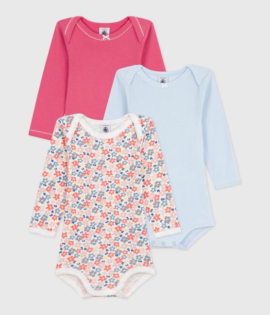 Set van katoenen body's met lange mouwen en bloemenprint variante 1
