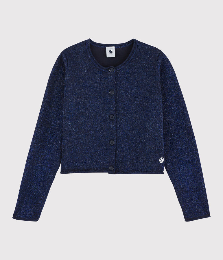 Cardigan in katoen meisjes kinderen blauw SMOKING BRILLANT