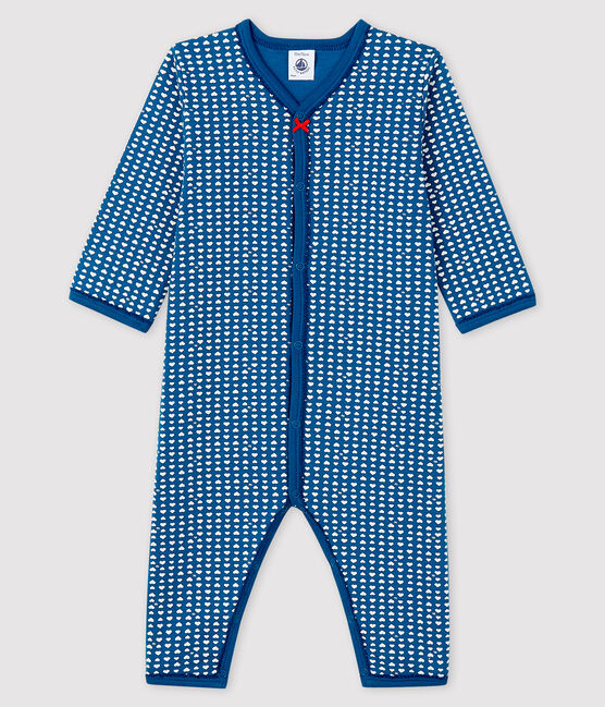 Blauw tubic slaappakje zonder voetjes baby meisje blauw MAJOR/wit ECUME