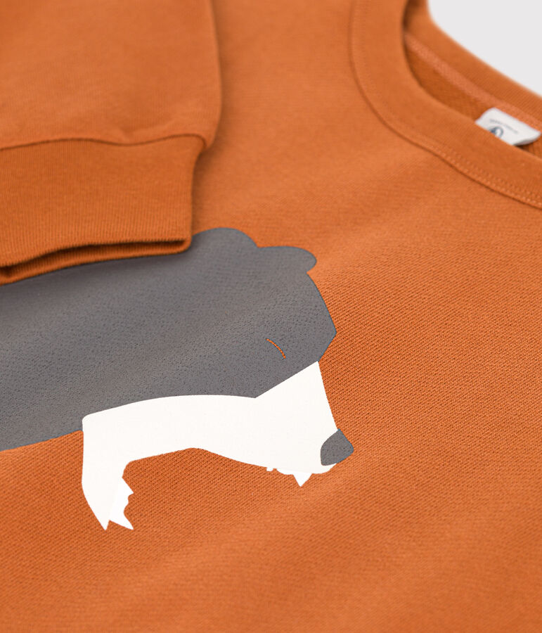 Sweater met print in molton voor meisjes / jongens bruin ECUREUIL