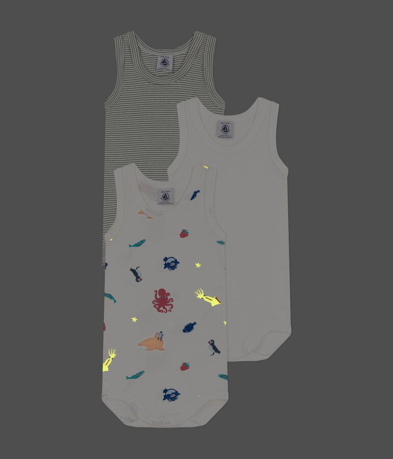 Set van 3 katoenen body-tanktops met zeedieren multicouleur