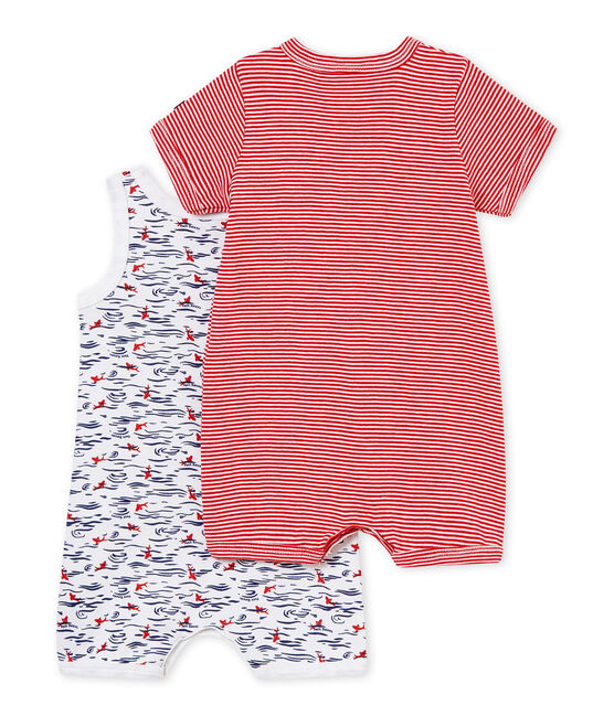 Set van twee korte pakjes voor babyjongens wit .