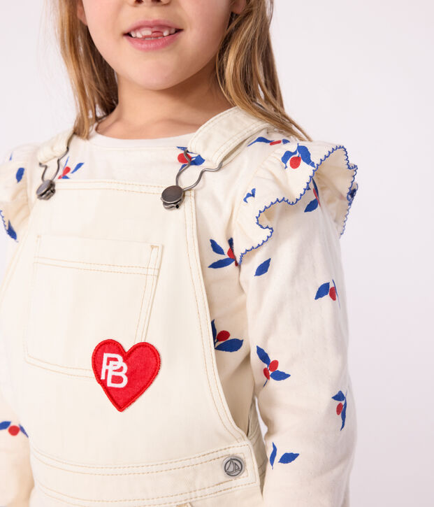 Katoenen T-shirt met lange mouwen en print voor kinderen ecru/multicouleur